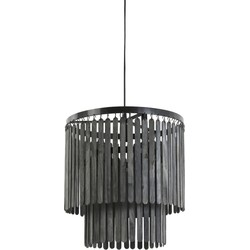 Light and Living hanglamp  - zwart - hout - 2950412