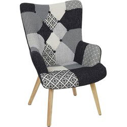 Patchwork Fauteuil met Armleuning Helsinki - Comfortabel - Zwart