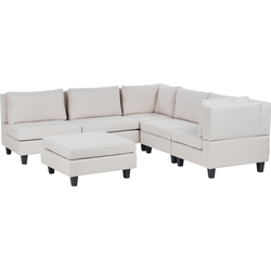 UNSTAD - 5-zitsbank met ottomaan - Lichtbeige - Links -  Polyester