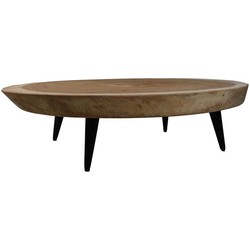 HSM Collection-Ronde Salontafel-ø80x18-Naturel/Zwart-Munggur/Metaal