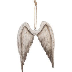 Clayre & Eef Decoratie Hanger Vleugels Wit Bruin Hout
