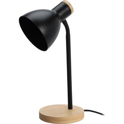 Tafellamp/bureaulampje Design Light - hout/metaal - zwart - H36 cm - Bureaulampen