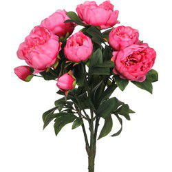 Mica Decorations Kunstbloemen boeket pioenfuchsian - fuchsia - 55 cm - Kunstbloemen