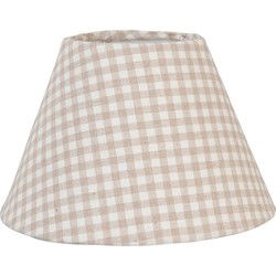 Clayre & Eef Lampenkap  Ø 23x15 cm / E27 Beige Katoen Ruit Stoffen Lampenkap