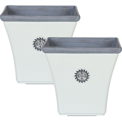 ELATEIA II - Bloempot set van 2 - Wit - 43 cm - Klei-vezelmengsel