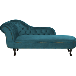 Beliani NIMES - Chaise longue-Blauw-Fluweel