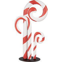 Clayre & Eef Kerstdecoratie Beeld Zuurstok Wit Rood Metaal