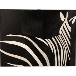 J-line - Kader Rechthoek Zebra Leder Zwart/wit - 120x1.3x90cm