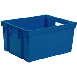 Kunststof opbergkrat stapelbaar donkerblauw L44 x B35 x H24 cm - Opbergbox