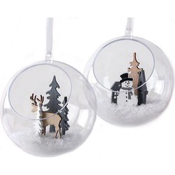 2x stuks open kerstballen om te vullen 8 cm - Kerstbal