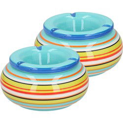 Storm Asbak - 2x stuks - blauwe kleuren combinatie - D13 cm - Keramiek - Asbakken