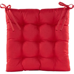 Anna's collection Stoelkussen gewatteerd - rood - 38 x 38 cm - tuinstoelkussens