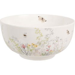 Clayre & Eef Soepkom  500 ml Wit Porselein Bloemen Serveerkom