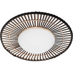 Anne Lighting - plafonniere - Aura - zwart - bamboe glas hout - Ø 50cm - LED - 3866ZW