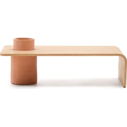 Kave Home - Koffietafel Olaria van terracotta en natuurlijk afgewerkt eikenfineer 110 x 60 cm