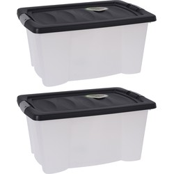 2x Stuks Opbergdozen/organizers met deksel - kunststof - 13 Liter - Opbergbox