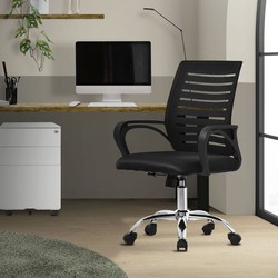 Ergonomische bureaustoel met armleuningen Mesh stof zwart met wielen ML design