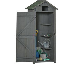 4goodz Gebeitste Tuinkast Houten Berging  182cm - Grijs