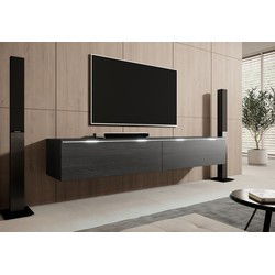 Meubella - TV-Meubel Dixon - Zwart eiken - 180 cm
