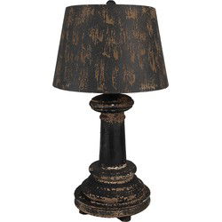 Clayre & Eef Tafellamp Ø 35x64 cm Zwart Hout Metaal