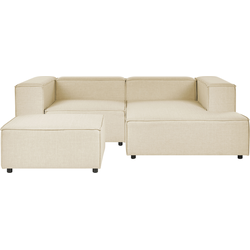 APRICA - Tweezitsbank met ottomaan - Beige - Linkerzijde - Linnen