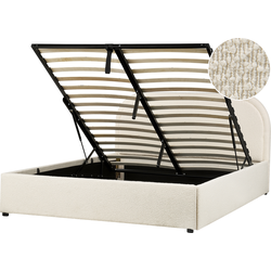 Beliani QUILLIEN - Tweepersoonsbed-Beige-Bouclé