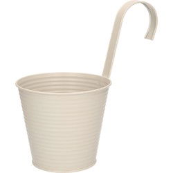 Plantenpot met ophanghaak - zink - taupe - 14 x 12 x 24 cm - Plantenpotten