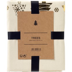 Geen merk TREES – tafelloper 45x145 cm  - met kerstbomen - Whisper White - wit - Dutch Decor kerst collectie