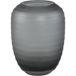 PTMD Nadah Grey Round Ribbed Glass Vase Low
