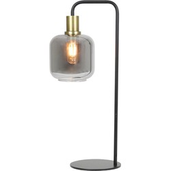 Lekar Tafellamp 18x57,5 cm antiek brons + smoke glas - Eigentijds Modern - 2 jaar garantie