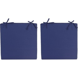 2x Buitenstoelen stoelkussens donkerblauw 40 x 40 cm - Sierkussens