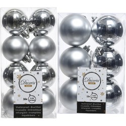 Kerstversiering kunststof kerstballen zilver 4-6 cm pakket van 40x stuks - Kerstbal