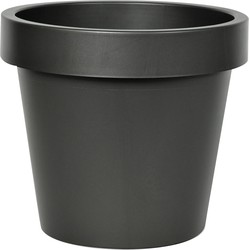 Mega Collections Plantenpot/bloempot - kunststof - zwart - buiten - D16 x H14 cm - Plantenpotten