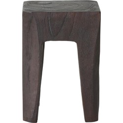 MUST Living Stool Vito Brown,45x30x30 cm, brown recycled teakwood with natural cracks