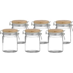 Urban Living Weckpot/inmaakpot - 6x - 700 ml - glas - met beugelsluiting - bamboe deksel - Weckpotten