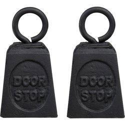 Esschert Design Deurstopper - 2x - gewicht - gietijzer - zwart - 13 cm - Deurstoppers