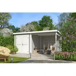 Outdoor Life blokhut Finn platinum grey-wit, 450 x 250 cm