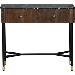 Sidetable Bruin met Marmer Blad - 90cm - Tafel Japandi