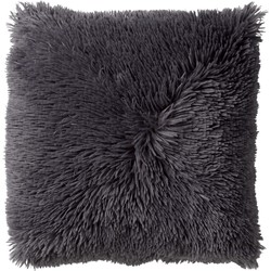 Dutch Decor FLUFFY - Sierkussen 45x45 cm - superzacht - effen kleur - Charcoal Gray - antraciet - Dutch Decor