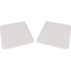 2x Badkuip/douchecabine ruwe anti-slip matten wit 45 x 45 cm - Badmatjes