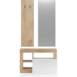 SET 3 stuks met klein meubel, wandkapstok en spiegel Hamburg - H165 cm