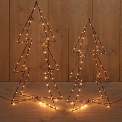 LED kerstbomen - 2x stuks - 3D - 72 en 91 cm - kerstverlichting - kerstverlichting figuur