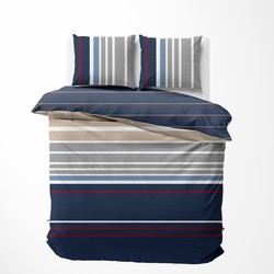 Nautica Katoen Satijnen Dekbedovertrekset Bradford Blauw Rood 140 x 200/220 cm