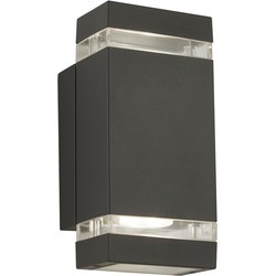Moderne Wandlamp - Bussandri Exclusive - Metaal - Modern - GU10 - L: 11cm - Voor Buiten - Woonkamer - Eetkamer - Grijs