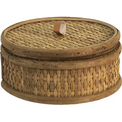 Clayre & Eef Opbergdoos  Ø 15x7 cm Bruin Rotan Rond Opbergbox