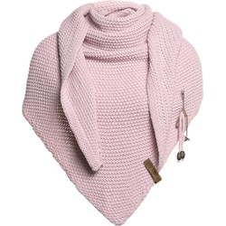 Knit Factory Coco Gebreide Omslagdoek - Driehoek Sjaal Dames - Roze - 190x85 cm - Inclusief sierspeld