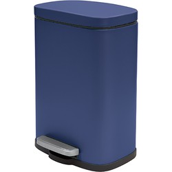 Spirella Pedaalemmer Venice - donkerblauw - 5 liter - metaal - L21 x H30 cm - soft-close - toilet/badkamer - Pedaalemmers