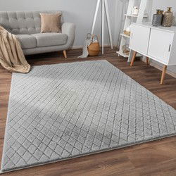 Laagpolig vloerkleed - Arinzo - 3D- Geruit - - 80x150 cm