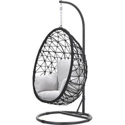Panama hangstoel - eivorm - carbon black - rope zwart - valley sand