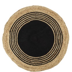 MISOU Vloerkleed - Rond - Tapijt - Woonkamer - Veranda - Slaapkamer - Jute - Kleed - Zwart - 90x90cm - voor Binnen en Buiten